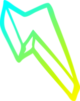 cold gradient line drawing of a cartoon decorative lightning bolt png