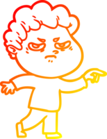 warm gradient line drawing of a cartoon angry man png