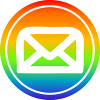 envelop brief circulaire icoon met regenboog helling af hebben png