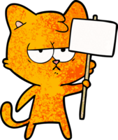 bored cartoon cat with sign post png