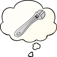 cartoon spanner with thought bubble in smooth gradient style png