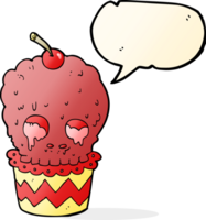 spooky skull cupcake cartoon with speech bubble png