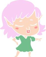 pretty flat color style cartoon elf girl png