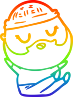 rainbow gradient line drawing of a cartoon man with beard png