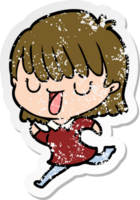 distressed sticker of a cartoon woman png