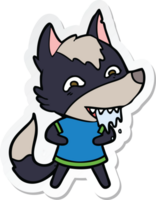 sticker of a cartoon hungry wolf png