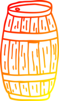 warm gradient line drawing of a cartoon beer barrel png