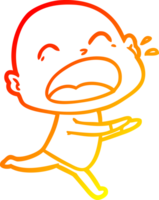chaud pente ligne dessin de une dessin animé en criant chauve homme png