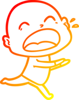 warm gradient line drawing of a cartoon shouting bald man png