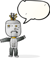 cartoon waving robot with speech bubble png