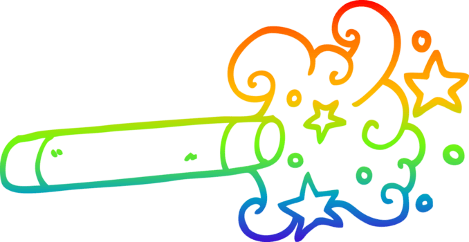 arco Iris gradiente linha desenhando do uma desenho animado mágico varinha png