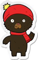 pegatina de un oso negro agitando dibujos animados png