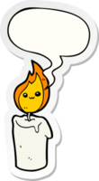 cartoon candle character with speech bubble sticker png