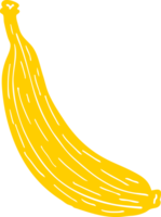 desenho animado doodle banana amarela png