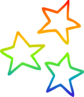 rainbow gradient line drawing of a cartoon stars png