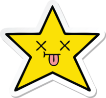 pegatina de una linda estrella dorada de dibujos animados png