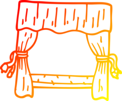 warm gradient line drawing of a cartoon window with curtains png