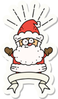 sticker van een tatoeëren stijl de kerstman claus Kerstmis karakter png