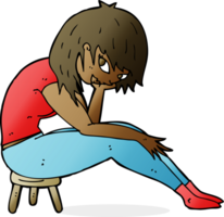 cartoon woman sitting on small stool png