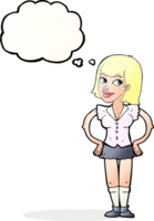 cartoon woman with hands on hips with thought bubble png