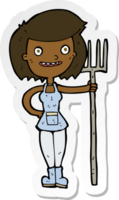 sticker van een cartoon gelukkig boerenmeisje png