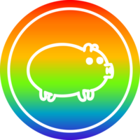 Fett Schwein kreisförmig Symbol mit Regenbogen Gradient Fertig png