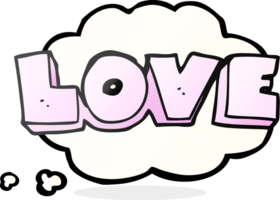 hand drawn thought bubble cartoon word love png