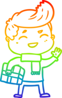 arco Iris gradiente linha desenhando do uma desenho animado homem rindo carregando parcela png