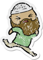 verontruste sticker van een tekenfilmman met baard png