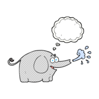 hand drawn thought bubble cartoon elephant squirting water png