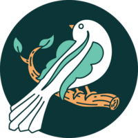 image emblématique de style tatouage d'un oiseau sur une branche png