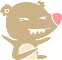 angry bear flat color style cartoon png