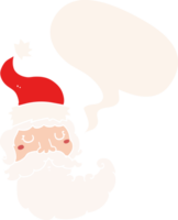 cartoon santa face with speech bubble in retro style png