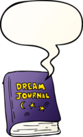 cartoon dream journal with speech bubble in smooth gradient style png