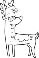 hand drawn black and white cartoon crazy reindeer png