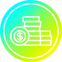 gestapeld geld circulaire icoon met koel helling af hebben png