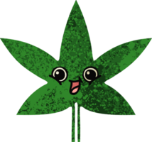 retro illustration style cartoon of a marijuana leaf png