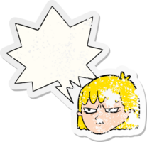 cartoon angry woman with speech bubble distressed distressed old sticker png