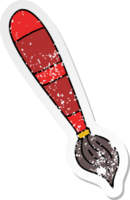 distressed sticker of a quirky hand drawn cartoon paint brush png