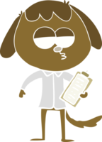 flat color style cartoon bored dog in office clothes png