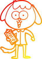 chaud pente ligne dessin de une mignonne dessin animé chien portant Bureau chemise png