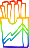 rainbow gradient line drawing of a cartoon fast food fries png