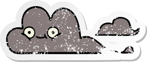 distressed sticker of a cute cartoon storm cloud png