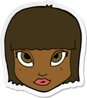 pegatina de un rostro femenino de dibujos animados png