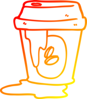 warm gradient line drawing of a messy coffee cup cartoon png