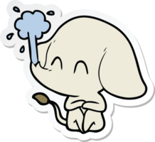 sticker van een schattige cartoonolifant die water spuit png