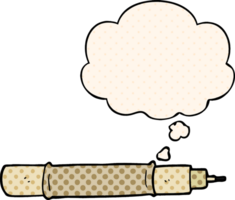 cartoon pen with thought bubble in comic book style png