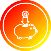 varkentje bank circulaire icoon met warm helling af hebben png