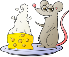 hand drawn cartoon mouse with cheese png