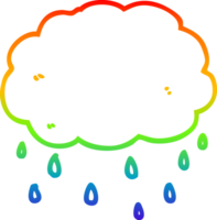 rainbow gradient line drawing of a cartoon rain cloud png